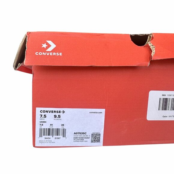 Converse Chuck 70 De Luxe Heel Platform Knit 9.5 Women Shoes Egret Boots A07535C - Picture 12 of 13